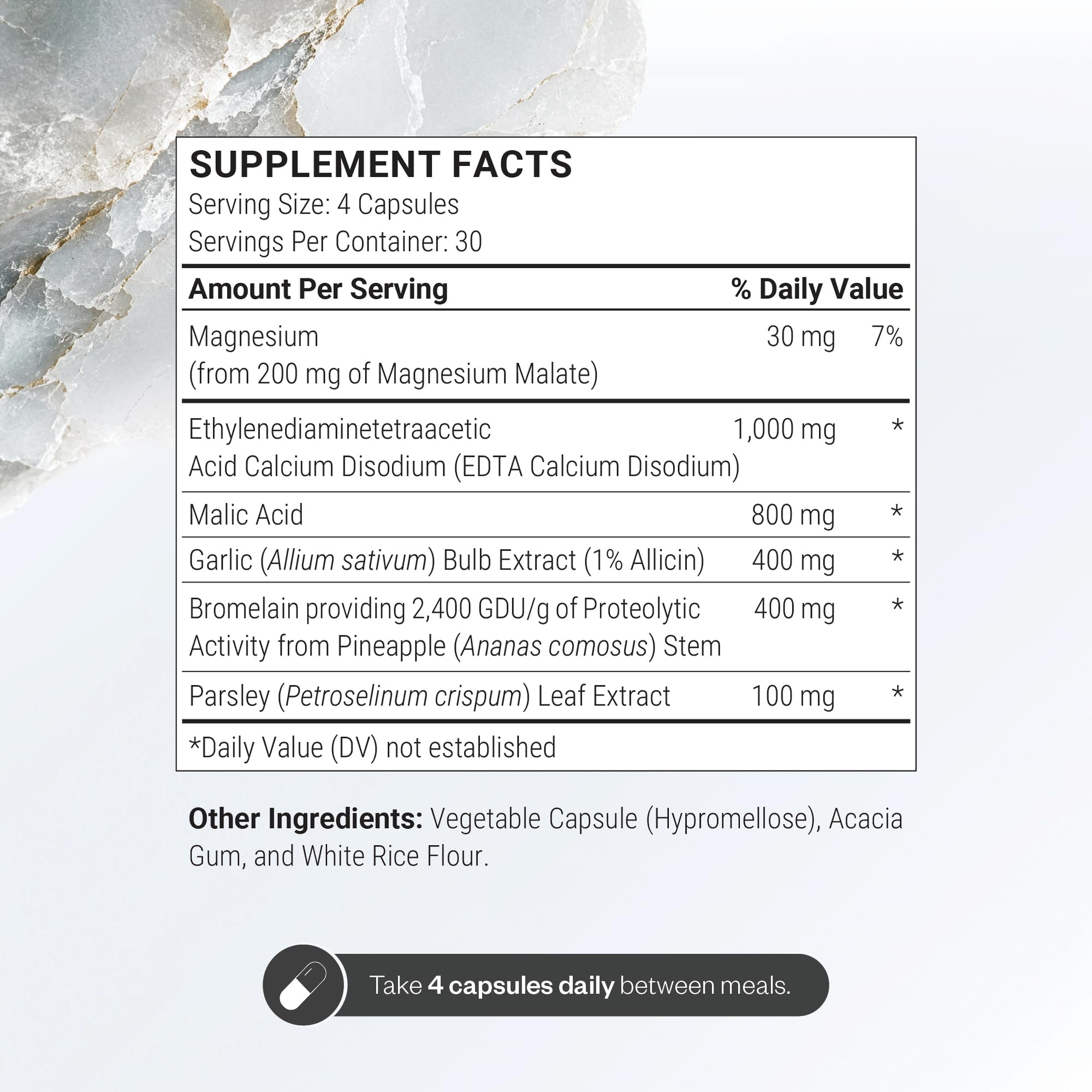 Supersmart - Cardio Clear (Garlic EDTA Supplement) - with Malic Acid, Calcium Disodium EDTA, Magnesium, Bromelain | Non-GMO & Gluten Free - 120 Vegetarian Capsules — Amazon image 3