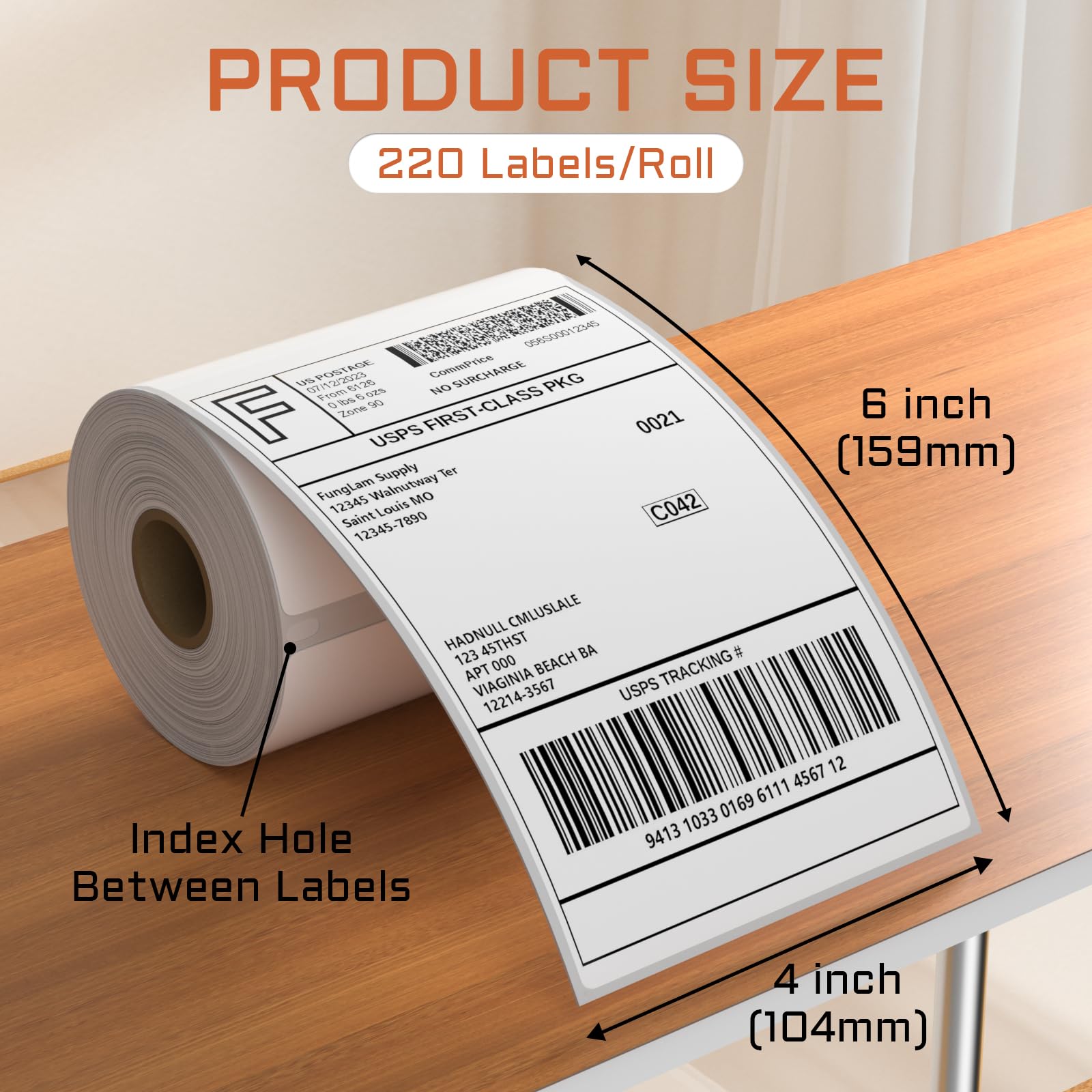 Lot de 4 rouleaux d'étiquettes d'expédition thermiques 4XL 10,2 x 15,2 cm compatibles avec LabelWriter 4XL 1744907 étiquettes d'expédition thermiques, 220 étiquettes/rouleau