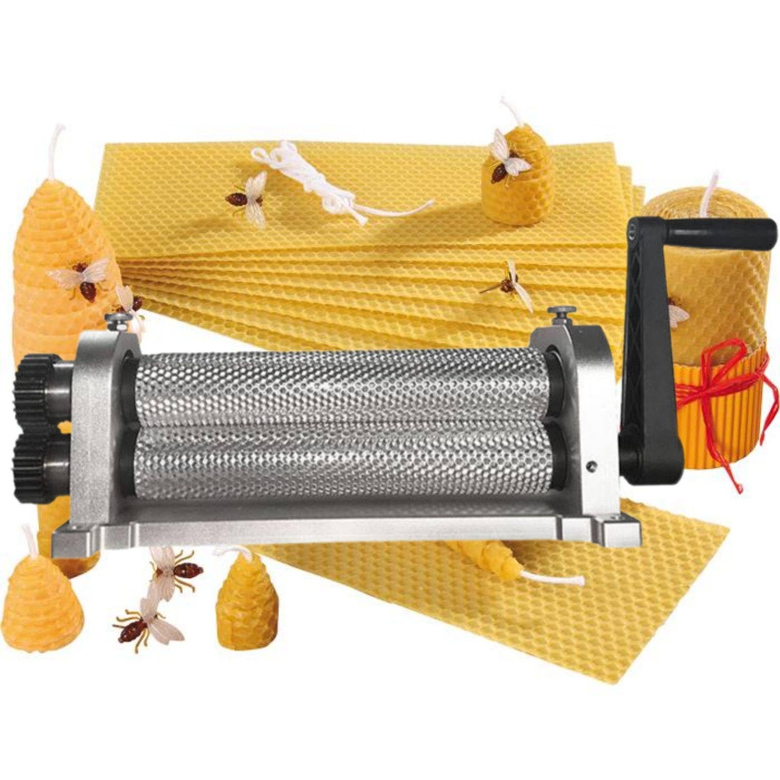 MhWrughts Manual Bee Wax Foundation Sheet Mills Machine Honeycomb Roller Stamper 50 x 280mm Cell Size 4.9mm/5.1mm/5.4mm for Wax Processing 5.1㎜