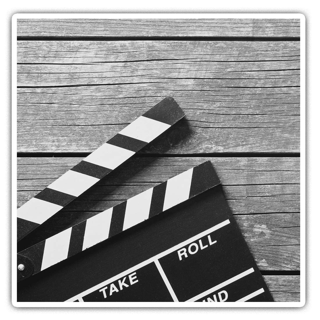 Square Stickers (Set of 2) 10cm BW - Roll Camera Action Movie Film 41940