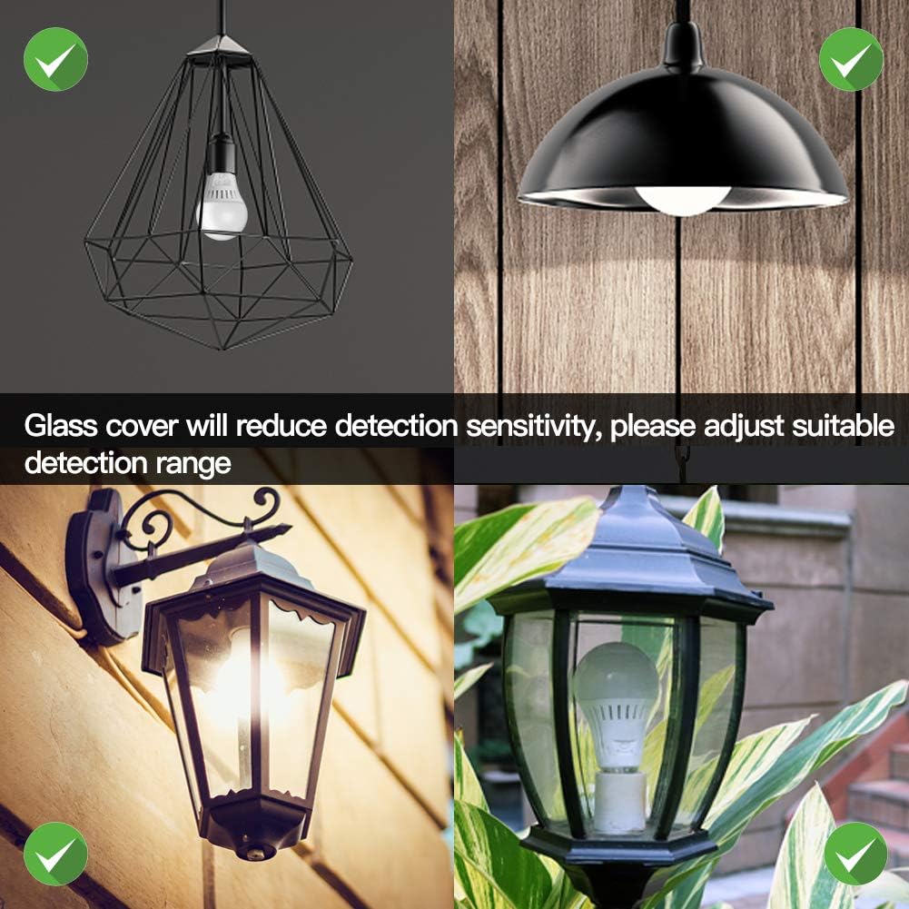 Elrigs Motion Sensor Light Bulb with Dusk to Dawn Lights Sensor, E26 Base, 7W LED(60W Equivalent), Warm White(3000K), Motion Sensitivity, Time and Twilight Setting Adjustable