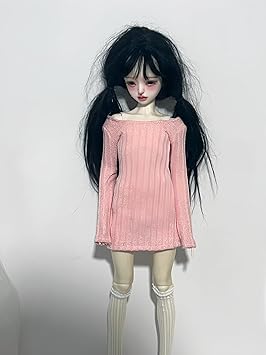 Bjd Doll Clothes for 1/4 1/6 bjd Dolls,Ball Jointed Doll Clothes,Handmade,Knitted Bodycon Dress, Socks, Shoes Pink, 1/6