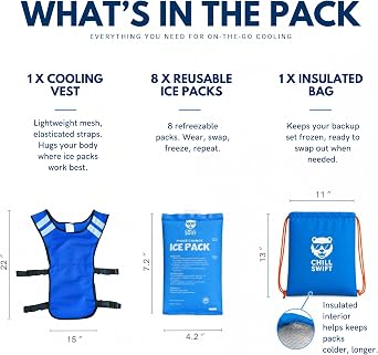 Cooling Vest with 8 Ice Packs - Heat Relief Vest for Men & Women