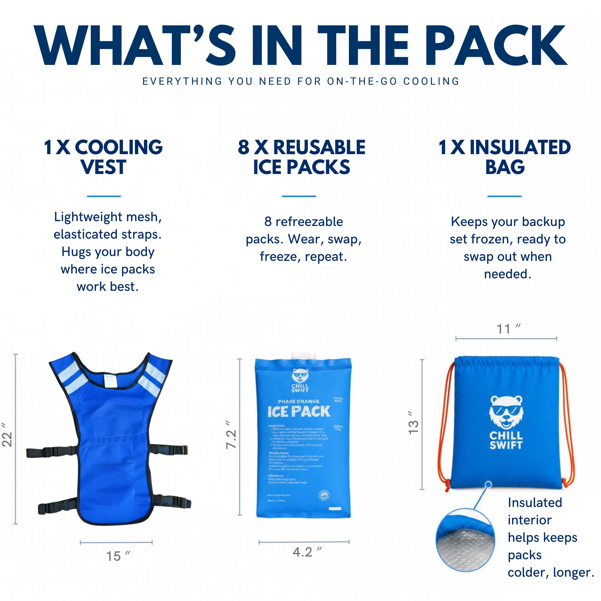 CHILLSWIFT Cooling Vest for Men & Women - Adjustable Lightweight
