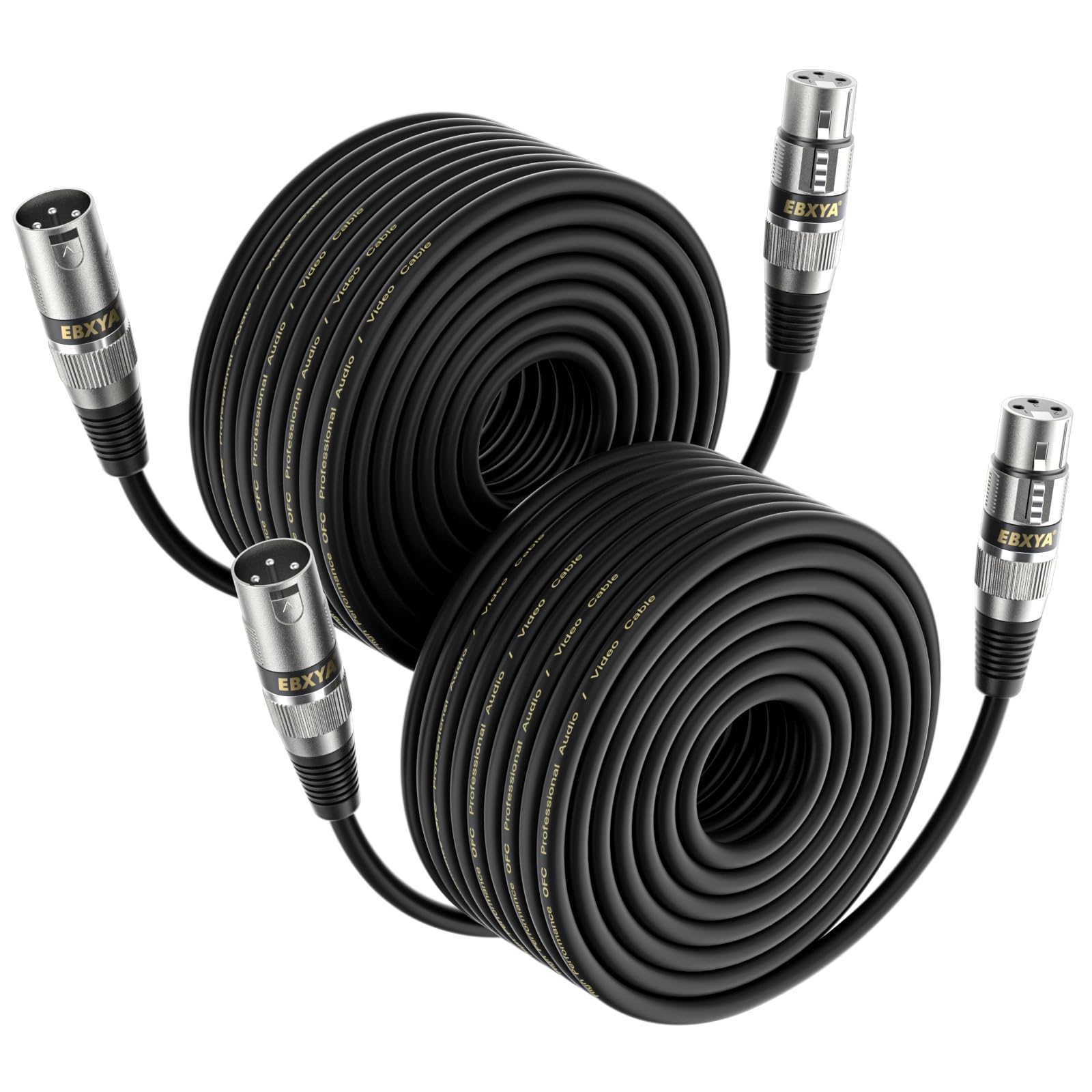 EBXYA Kabel XLR XLR - kabel mikrofonowy 30 m 2 opakowania - 3 piny, zrównoważony kabel XLR męski do żeńskiego stopnia do mikrofonu - mikser audio