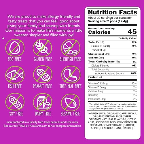 Miniatura 7 de YumEarth - Paletas orgánicas paquete variado 30 onzas  850 gramos paquete de 1 aptas para alérgicos sin organismos modificados genéticamente sin