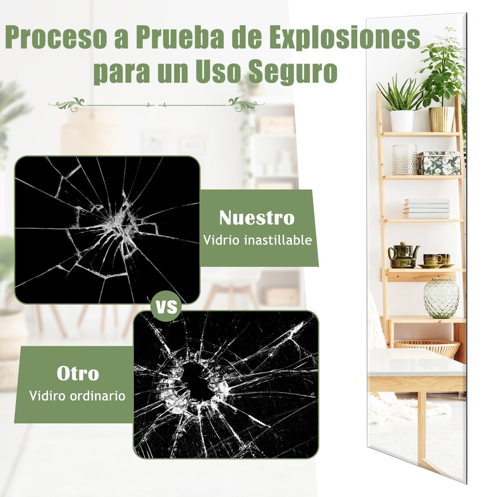 GOPLUS espejo de Pared Cuerpo Entero 110 cm x 38 cm, Espejo Rectangular Grande sin Marco, Estilo Moderno, para Salón Dormitorio Baño Vestidor, con Accesorios de Montaje