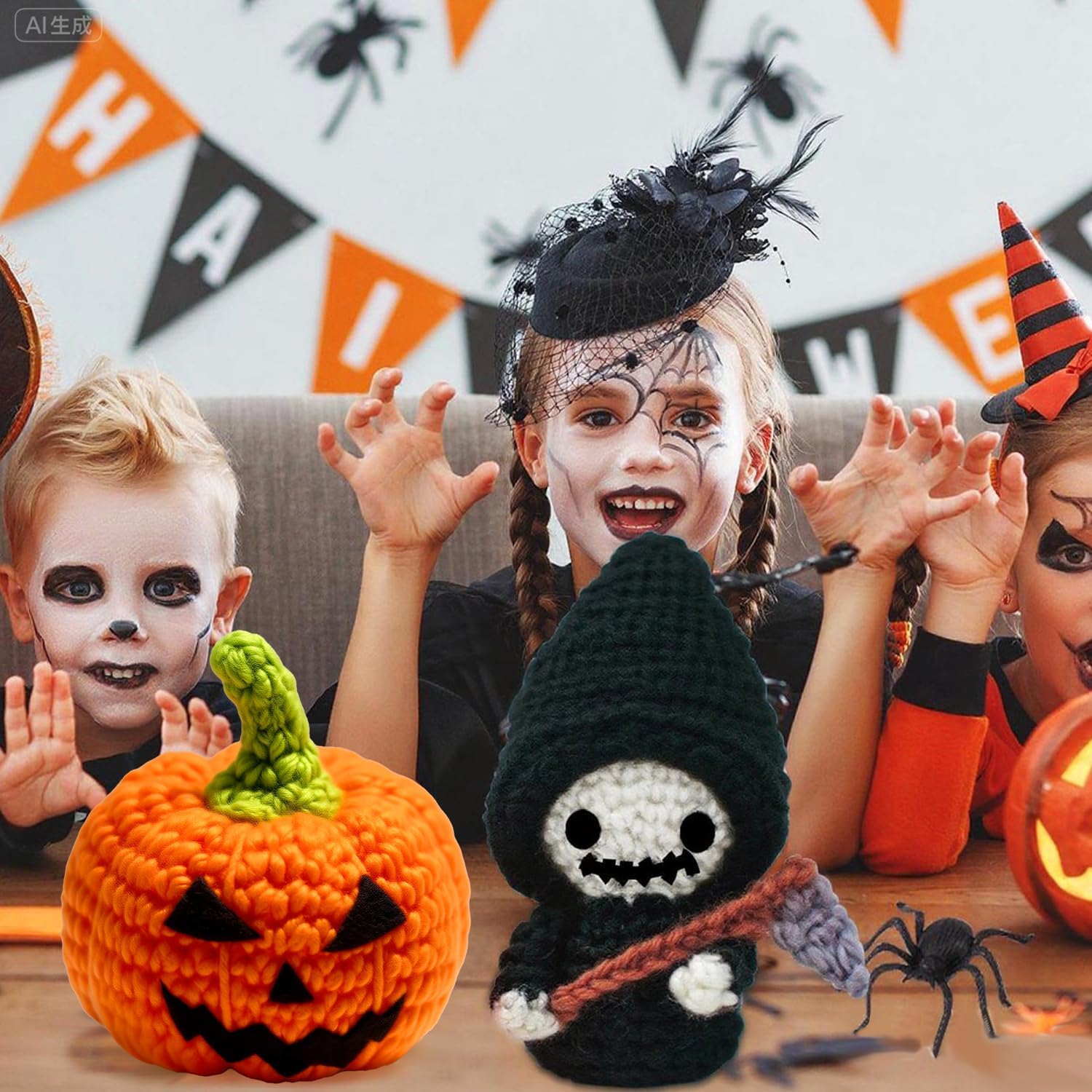 noonimum Crochet Kit for Beginners Kids Adults, Halloween Decorations Knitting Kit with Yarns, Hook, Accessories, Easy to Learn Crochet Kit, Crochet Animal Kit for Beginners Kids