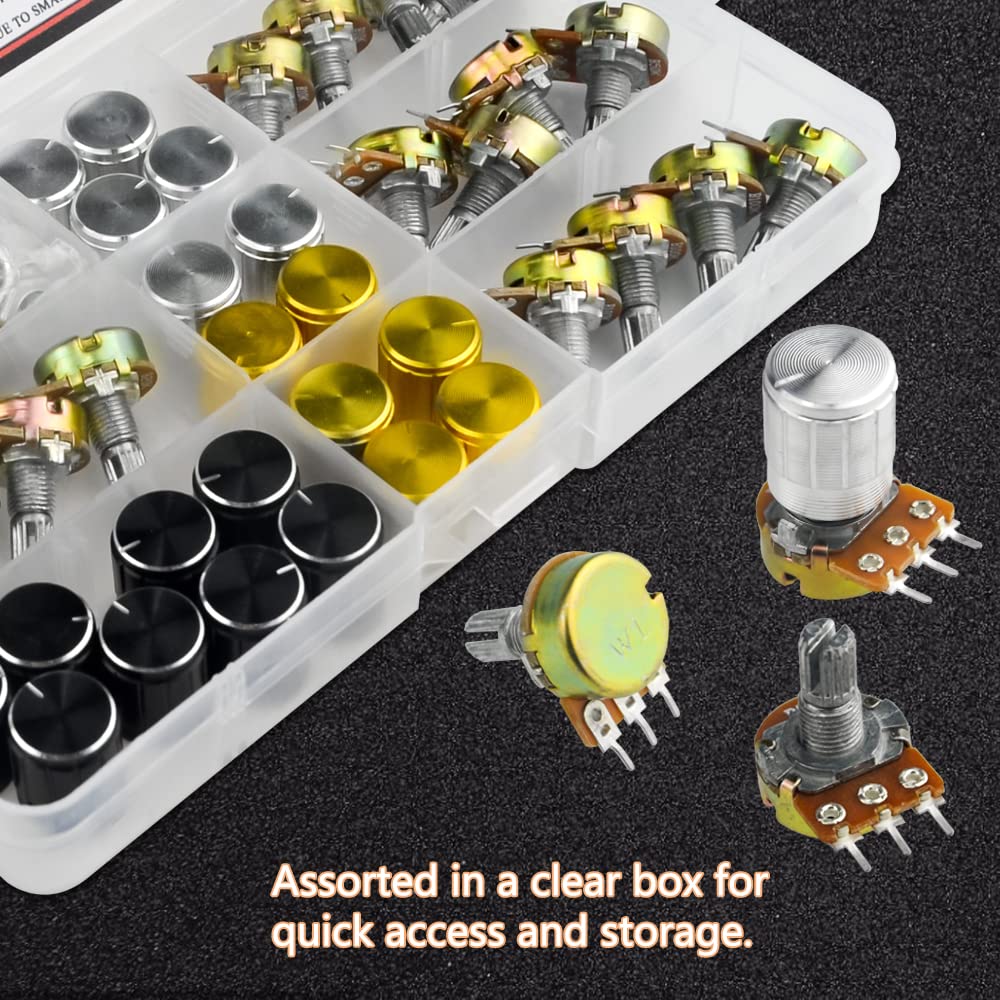 WMYCONGCONG 80 PCS B5K B10K B20K B50K B100K Ohm Knurled