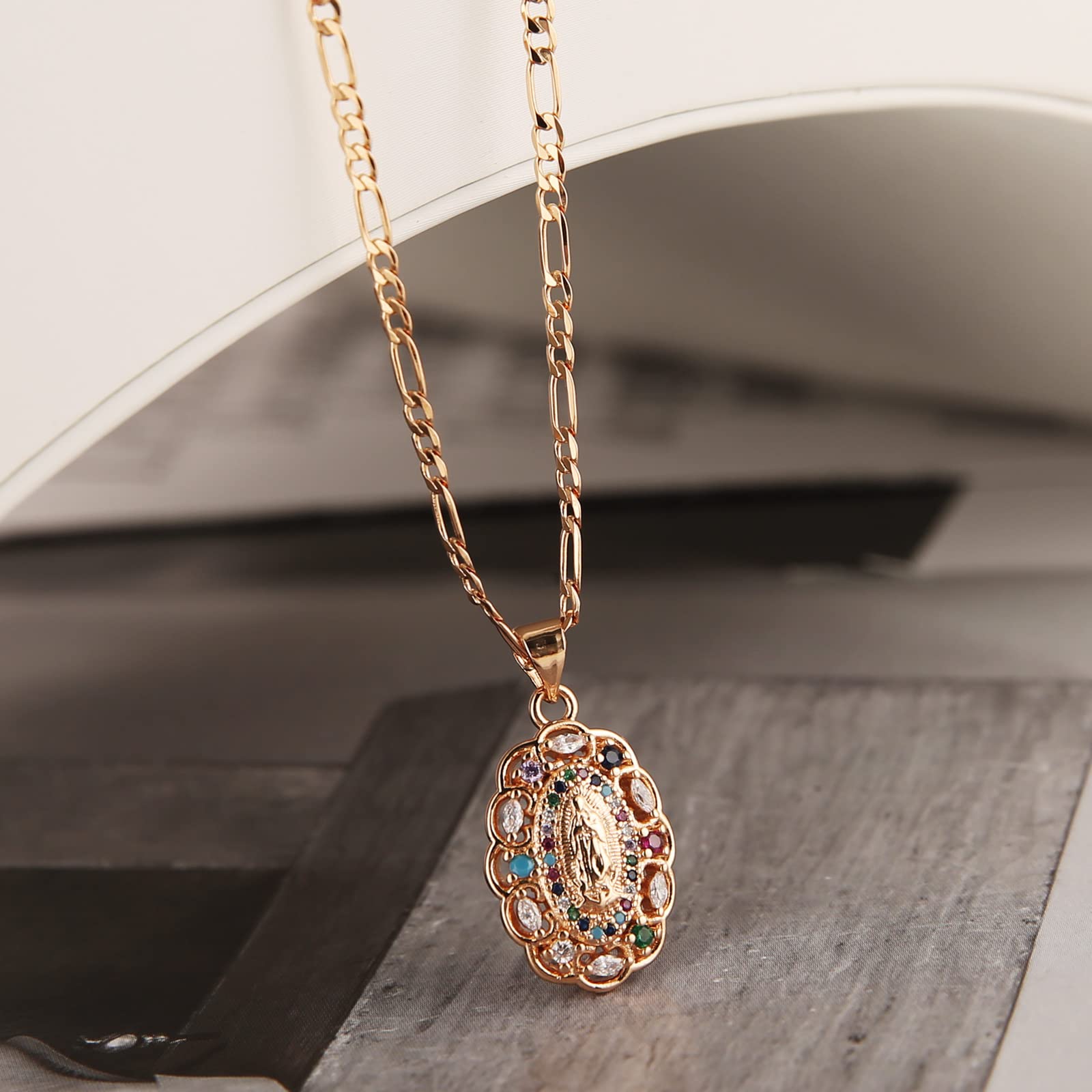 Snapklik.com : 14K Gold Plated Oval Hollow Virgin Mary Prayer Necklace ...