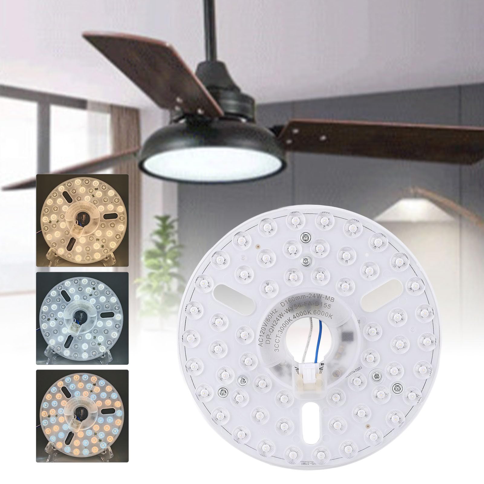 Kit Luce LED Per Ventilatore Da Soffitto - 18W, Dimmerabile, 3000K-6500K, Diametro 100mm