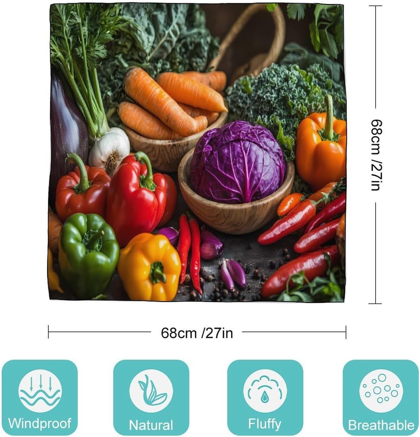 Root Crops Vegetables Bandana Fashion Head Scarf Square Silk Scarf Print Neck Hair Scarfs for Women Men Gifts