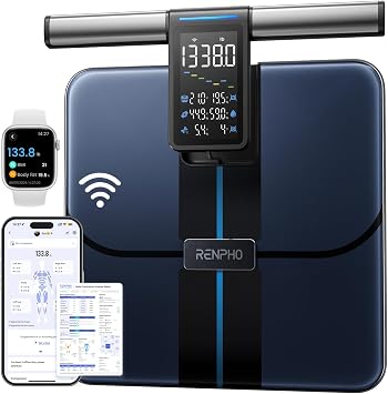 RENPHO Smart Scale with Large Handle Display, Wi-Fi & Wireless Connection | Body Composition Scale with BMI, Body Fat, Muscle Mass, 8 Electrodes, 50+ Metrics, Home Use, MorphoScan Aspire