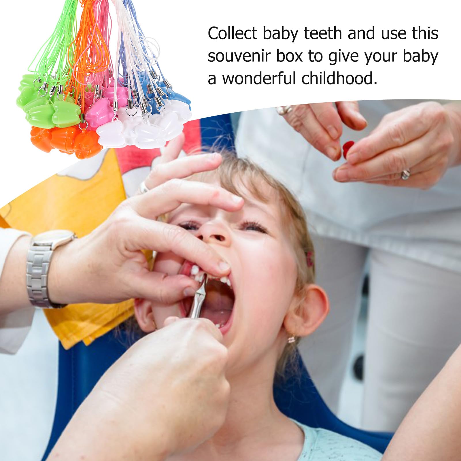 Contenitore per Denti da Latte - 50 pezzi Organizzatore di collane per riporre i denti - Scatola per Conservare Denti Decidua per Ricordo e Regalo per Neonati, Bambini