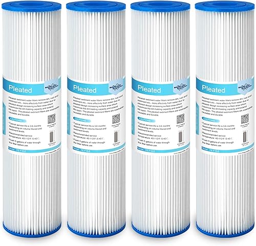 Miniatura 12 de Membrane Solutions Filtro de agua de sedimentos de poliéster plisado de 50 micrones, cartucho de repuesto de 10 x 2.5 pulgadas, prefiltro universal