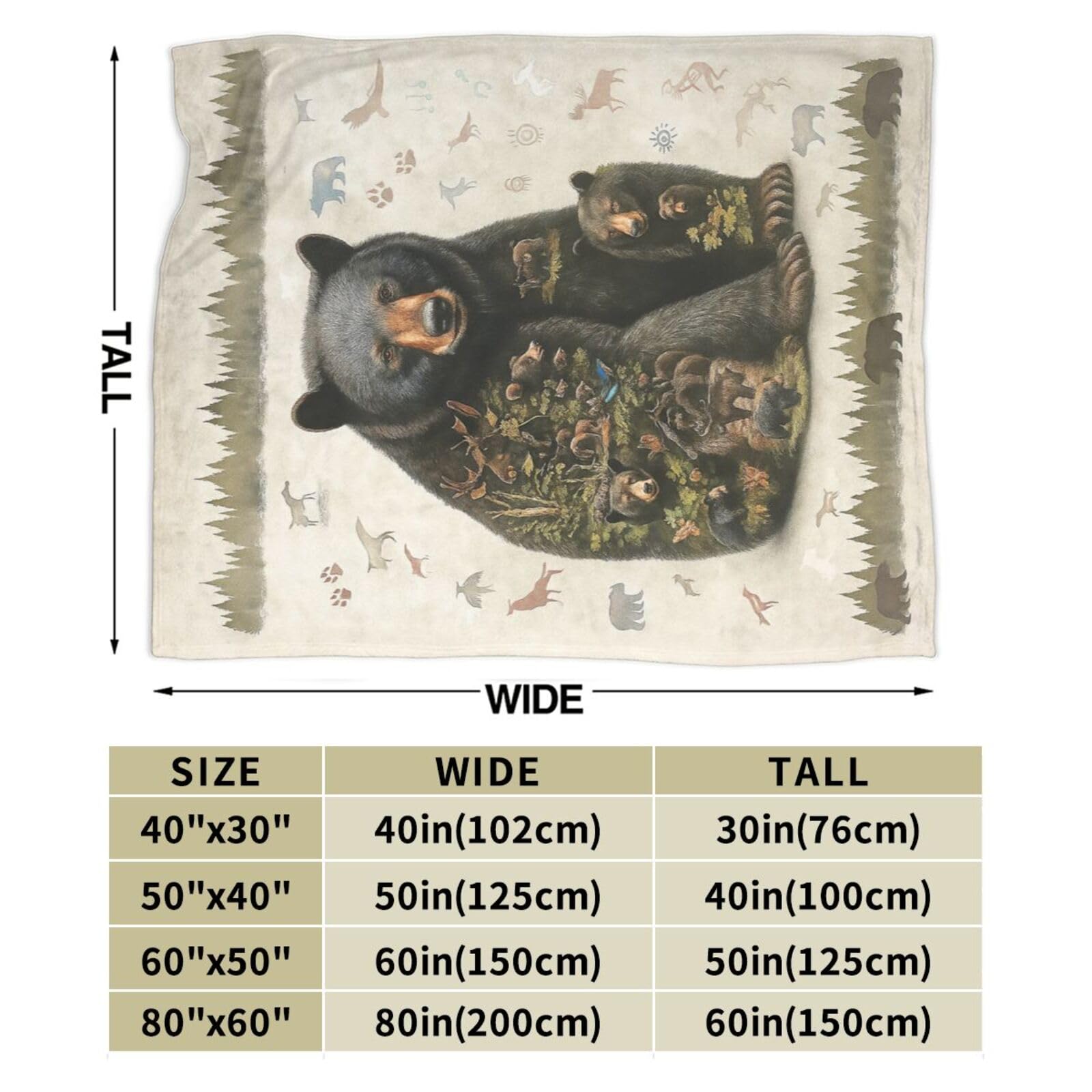 Cabin Bear Blanket Farmhouse Bear Throw Blanket Wildlife Animals Decor Soft Cozy Fleece Fuzzy Plush Flannel Blankets Gifts for Women Girls Boys Kids Teens Adults 50"X40"