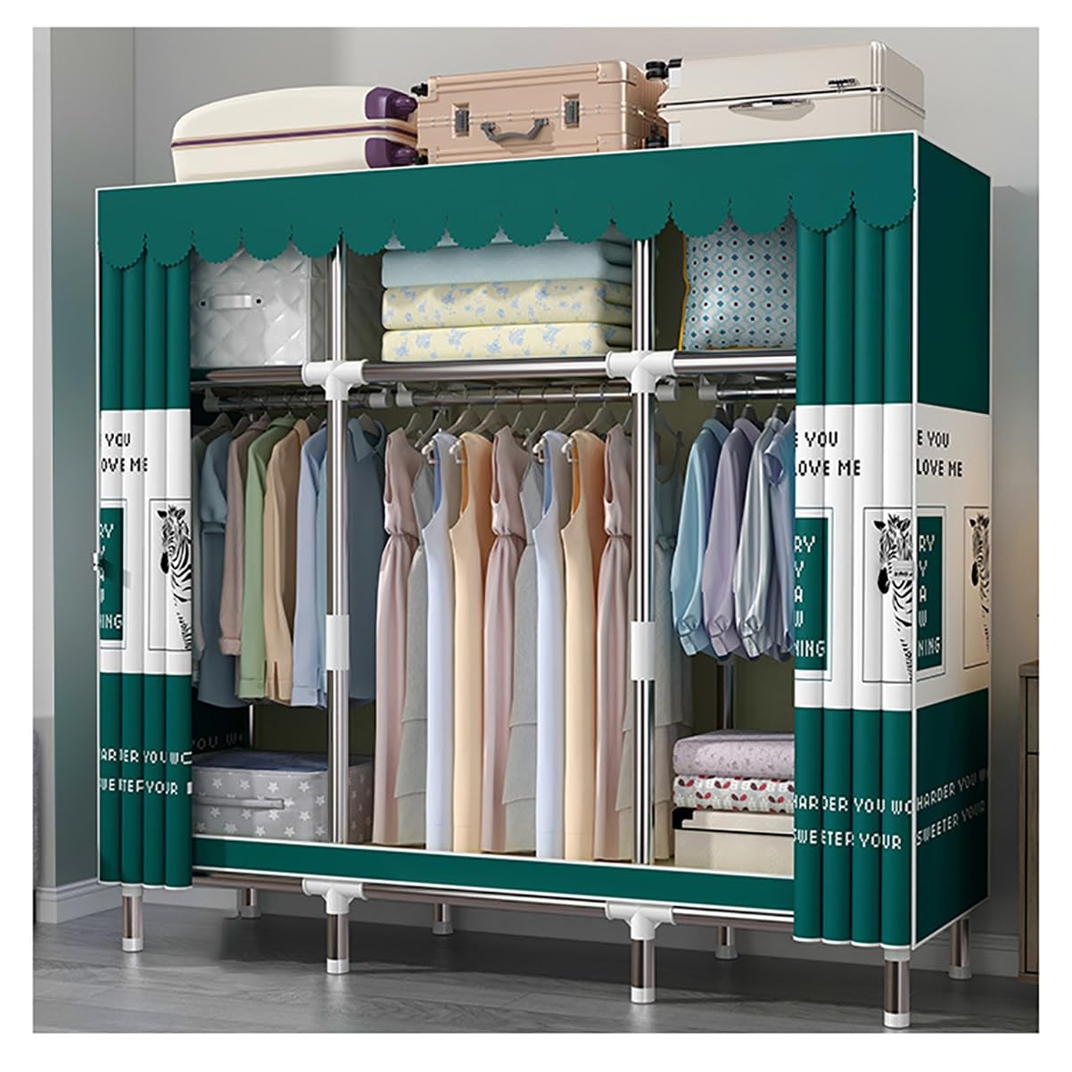 Garde-robe portable à 3 tiges de suspension pour suspendre les vêtements