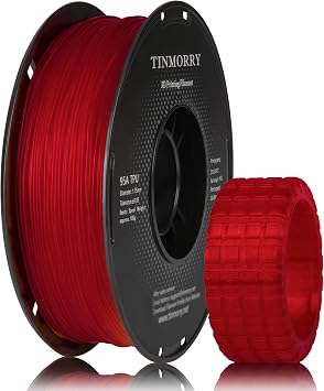 TINMORRY TPU 95A 3D Printer Filament 1.75mm, 1 KG, Transparent Red
