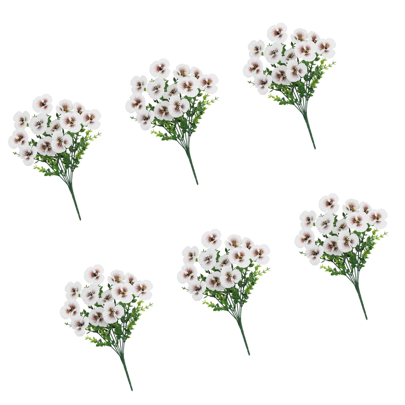 ZEPFJHE Of 6 Real Touch Artificial Pansies and Eucalyptuses Flower Stems for Home Decors and Wedding Arrangements Home Decors Flower