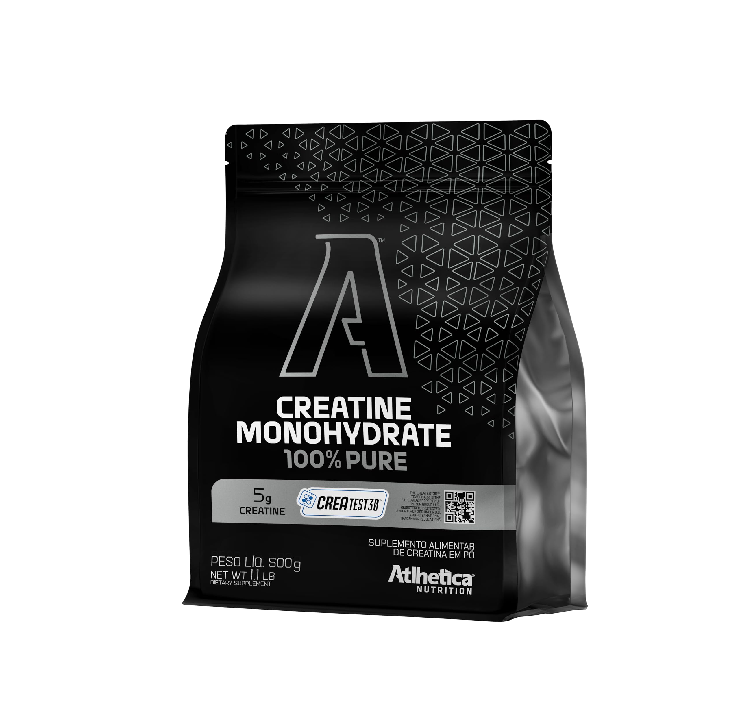 Athletica Nutrition Creatina Monohidratada 100% Pura, com Selo CREATEST30®, 5g por Dose, Pouch 500g