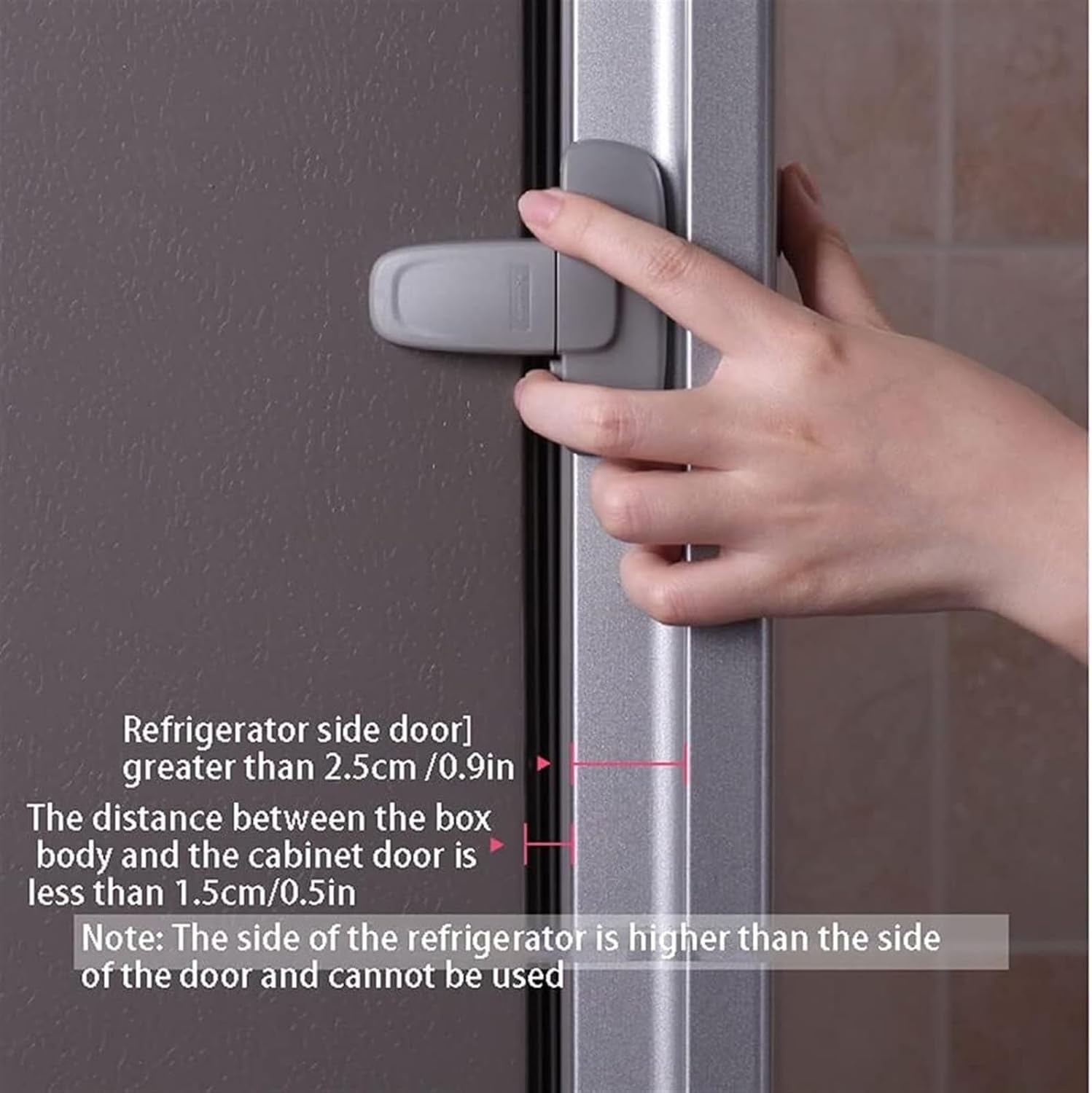 Magnetic Door Lock Childproof Fridge Lock Refrigerator Door Protector Door Lever Door Knobs Child Safety Door Handle Double Button Refrigerator Door Handle Lock For Refrigerator Doors 2PCS