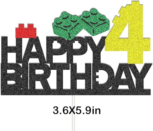 Miniatura 4 de Suministros de fiesta de cumpleaños de bloques de construcción, decoración de pastel de bloques de construcción para decoración de fiesta de bloques