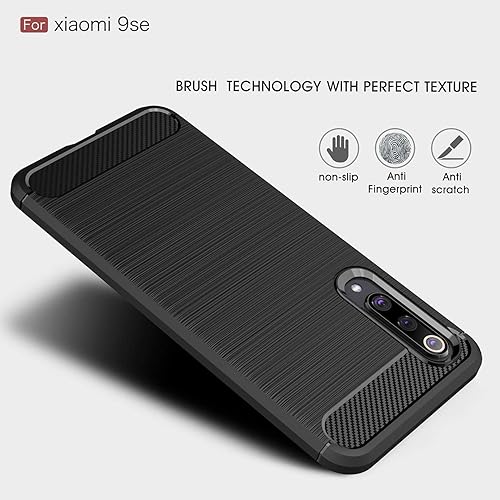 Miniatura 4 de Funda compatible con Xiaomi Mi 9 SE, carcasa delgada de absorción de impactos de fibra de carbono para Xiaomi Mi 9 SE (negro)