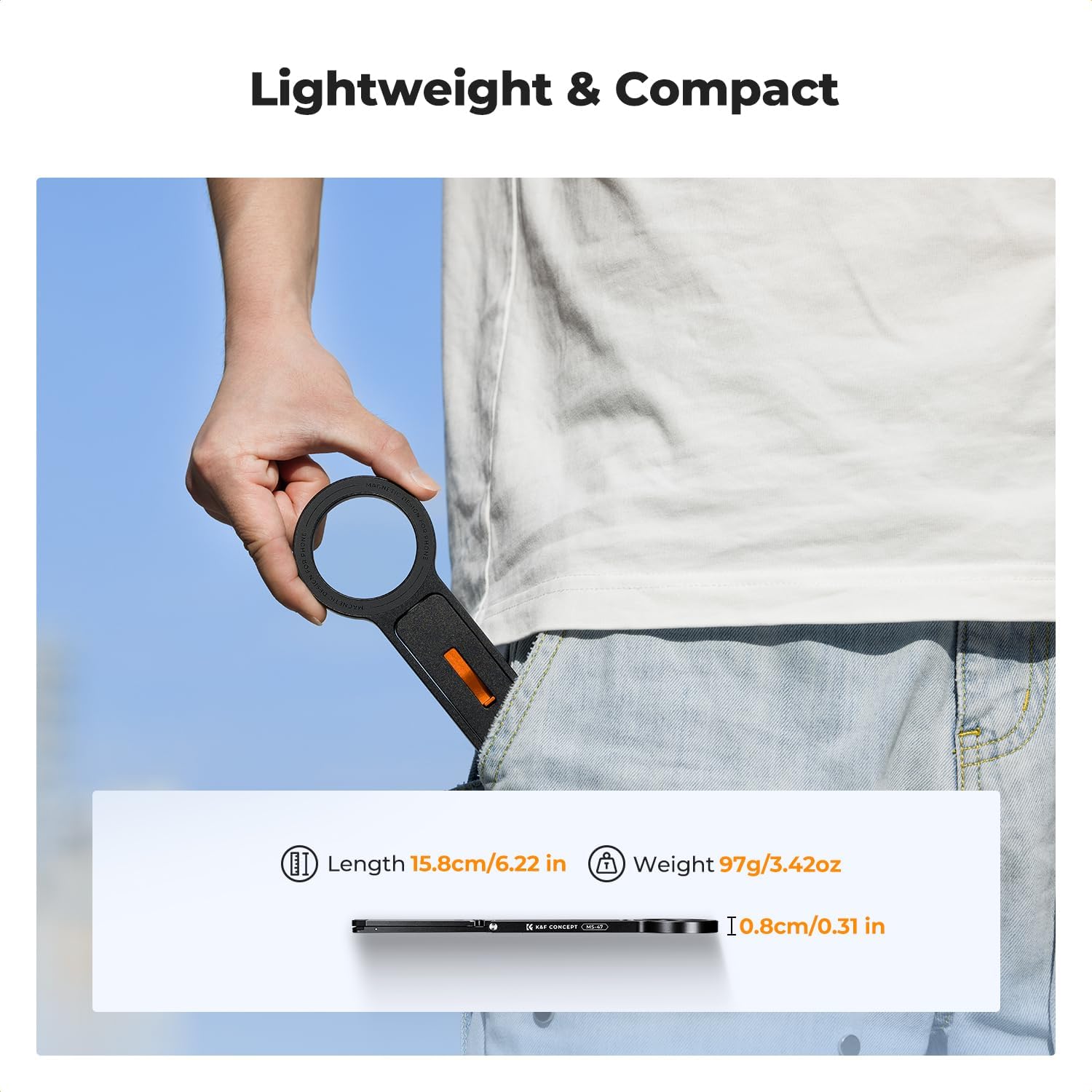 K&F CONCEPT Magnetic Phone Tripod Stand, 23N Strong Magnetic Mini Tripod Aluminium Alloy Pocket Selfie Stick, Mag Safe Phone Holder Compatible with iPhone 17 16 15 14 13 12 Series. - Image 6