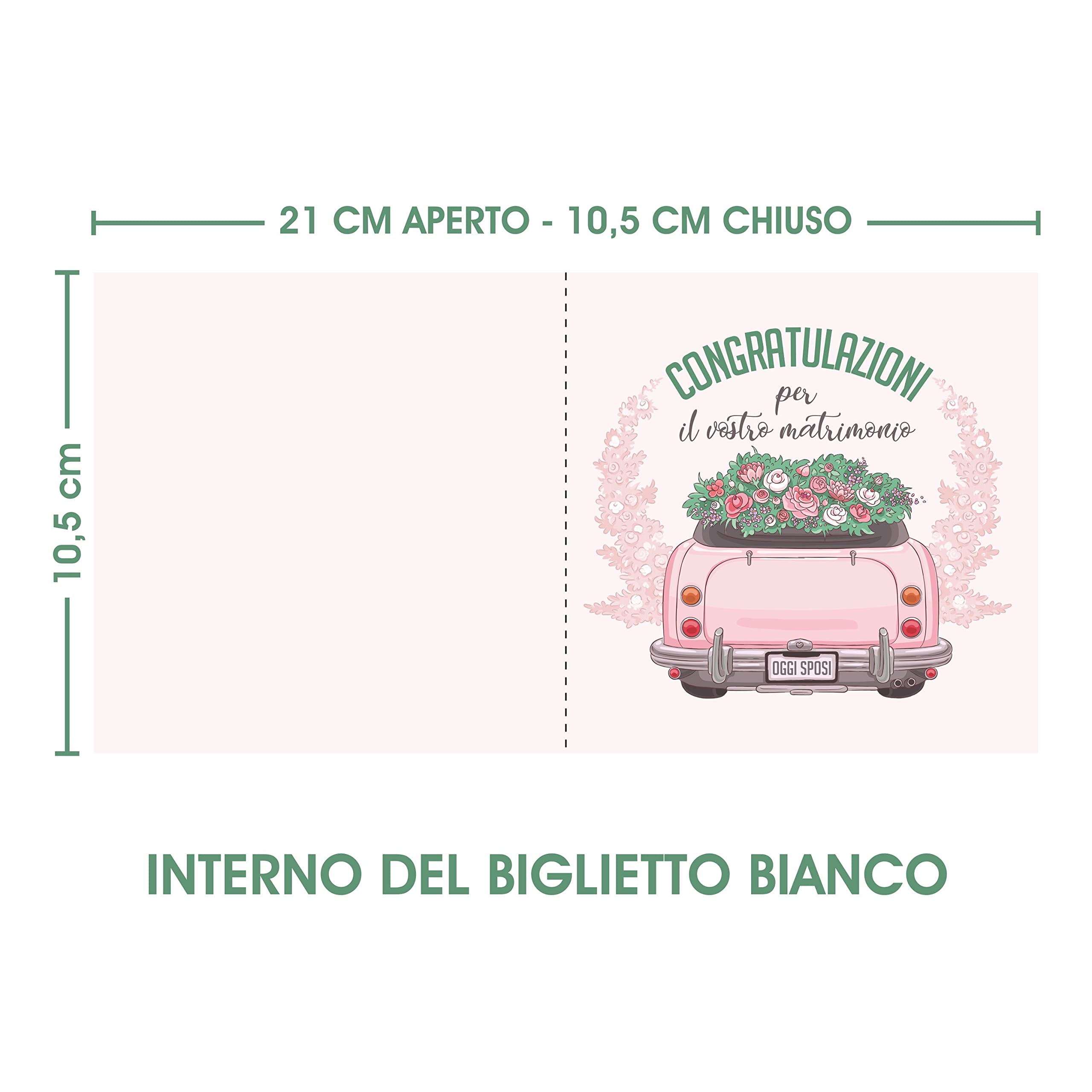 Biglietto Auguri Matrimonio Blu Con Busta Quadrata 15x15cm - Design Coppia In Tandem E Mongolfiera - Made In France - 2