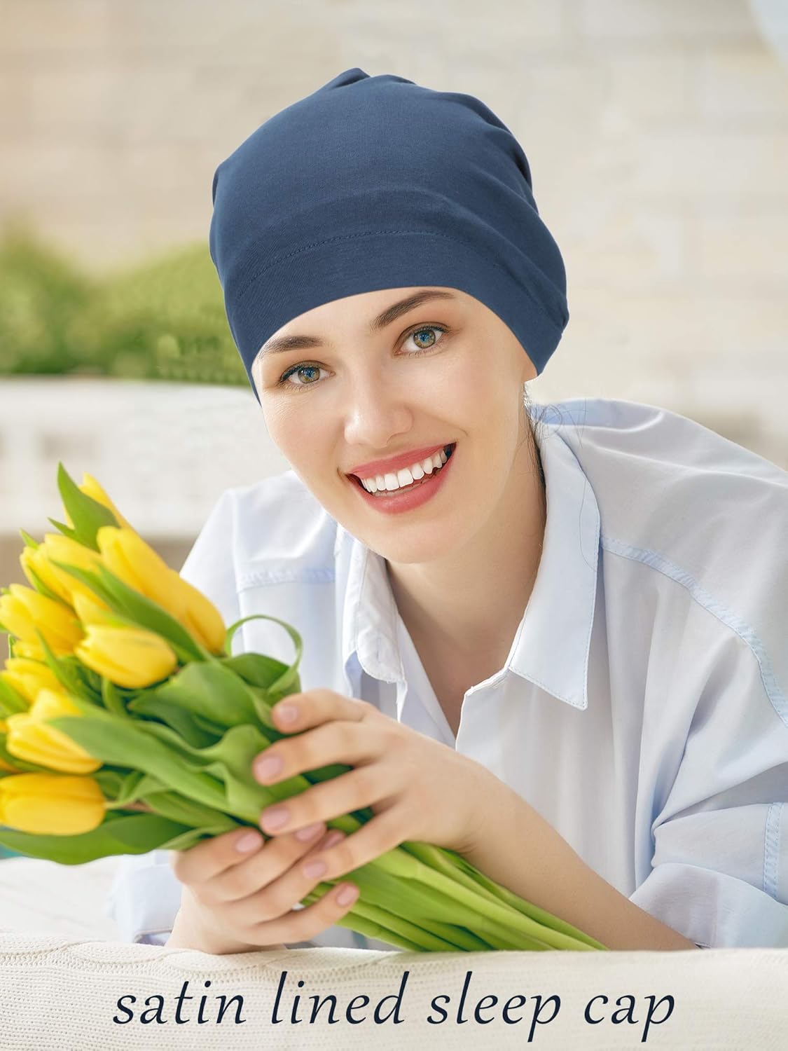 4 Pieces Satin Lined Sleep Cap Slouchy Beanie Slap Hat for Women - Image 4