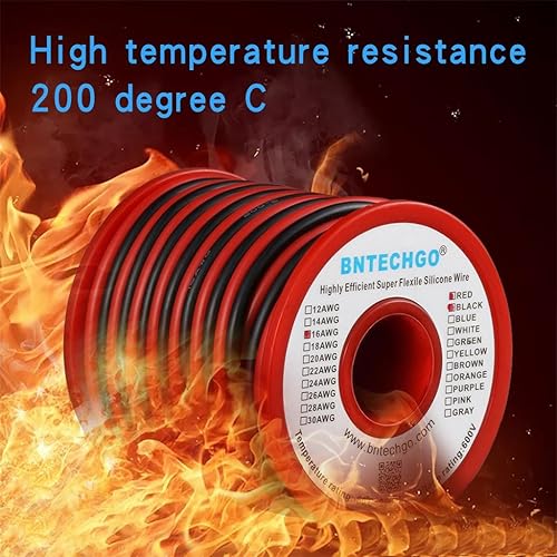 Vista 129 de Bntechgo 18 alambres de silicona suave y flexible, silicona resistente a altas temperaturas, altamente eficiente 18 AWG calibre, 150 hilos
