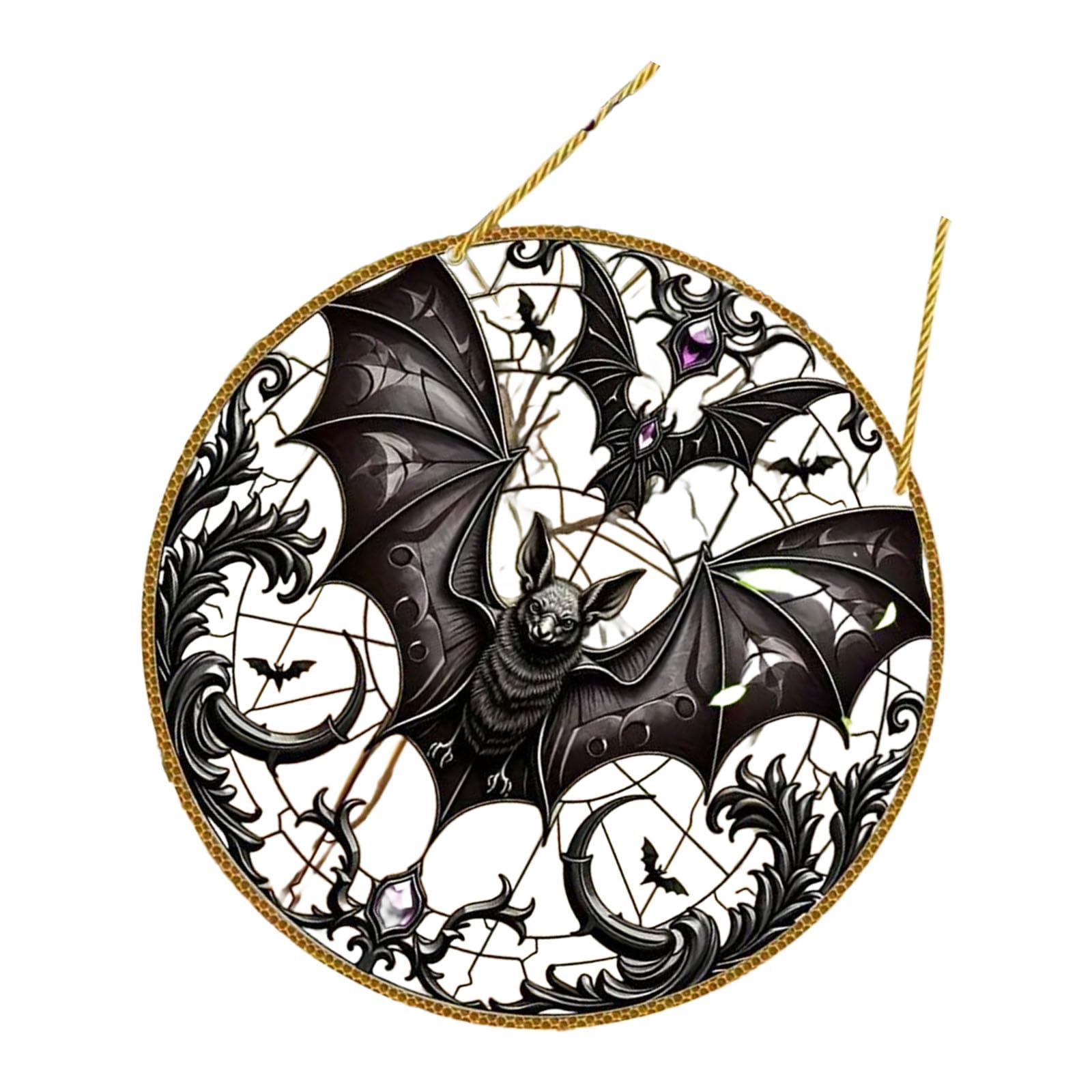 Zktfyshk Bat Stained Glass Suncatchers Window Hanging Decorations,Halloween Bat Glass Ornament for Window,Home,Kitchens Colorful Glass Panel