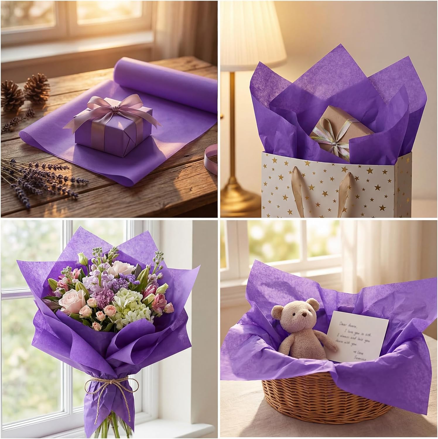 Qilery 500 Sheets Purple Tissue Paper Bulk 20x30 Inch Large Sheets for Wedding DIY Crafts Gift Bags Party Decorations Floral Arrangements Wrapping Birthday Spring Summer Events, Parade Float