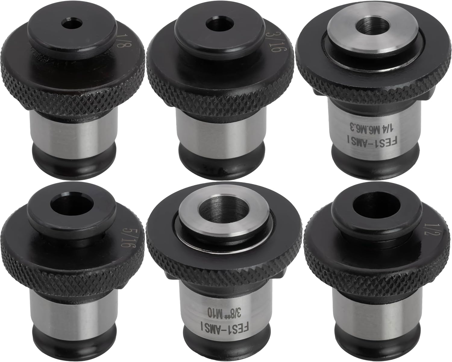 CME 6 pc Quick-Change TC312 (GT12, Size 1) Tap Collet Set, for #5 to 1/2" ANSI Tap Sizes, 19mm Body Diameter, Positive Drive, Easily Ejects for Rapid Tool Changes
