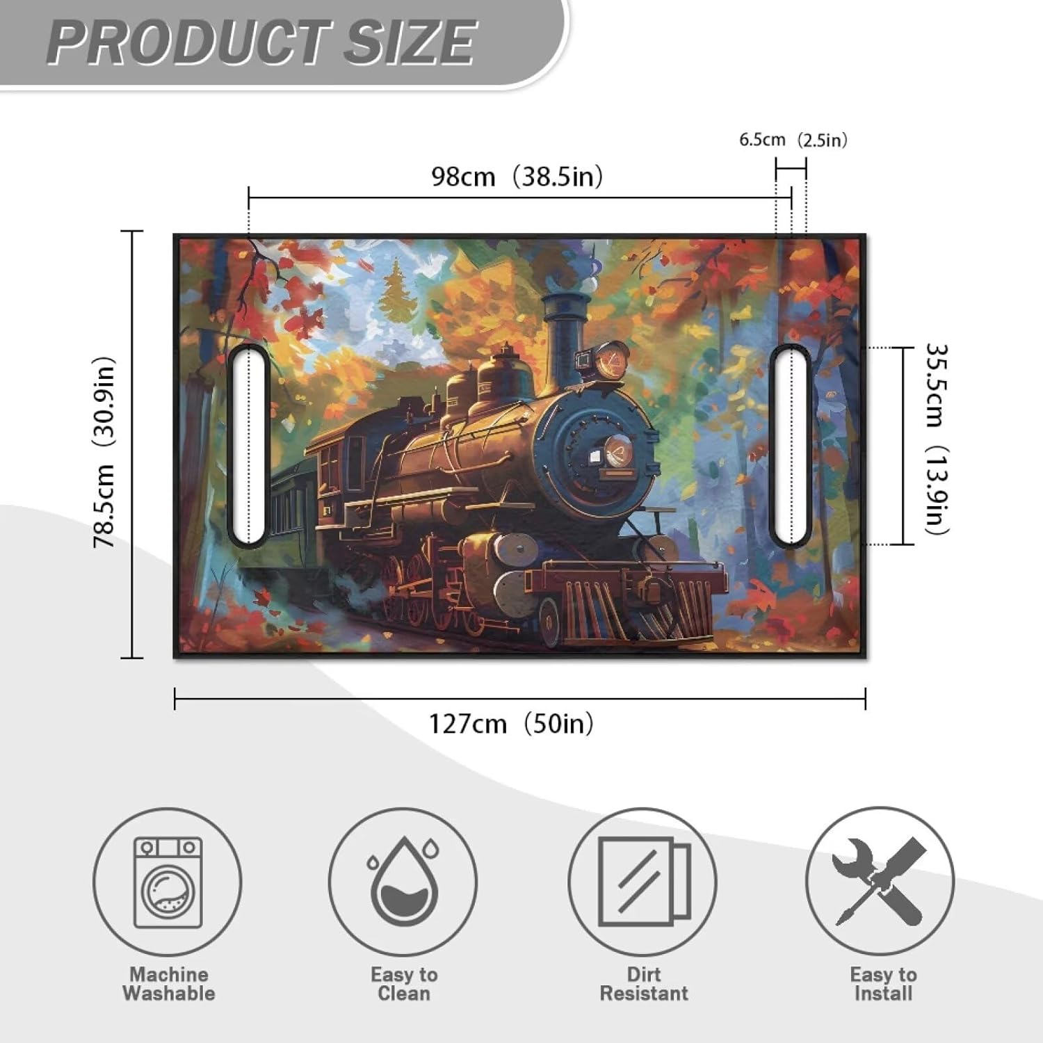 TODIYADDU Steam Engine Train Golf Cart Seat Covers Universal Cool Golf Cart Seat Towel Blanket Covers with Unique Patterns Suitable for All Weather Conditions Suitable for Sightseeing Cars Gifts-1