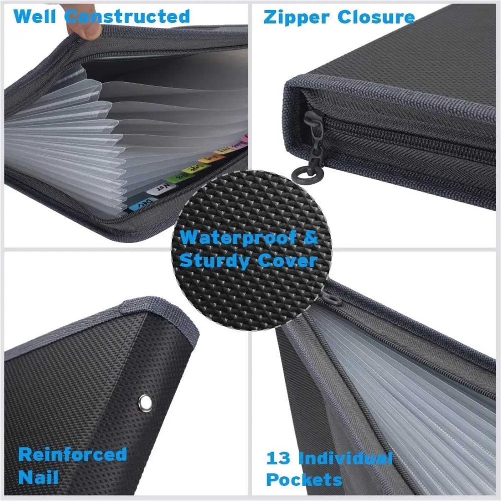 Classeur Extensible Avec 12 Poches, Lot De 3, Porte-documents Accordéon étanche Pour Documents De Bureau Format A4 Porte Documents Extensible P 97633446