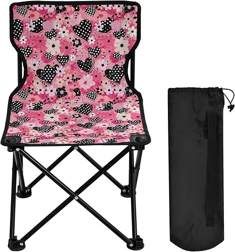 Miniatura 4 de Sillas plegables al aire libre del día de San Valentín del corazón negro para los adultos silla de camping portátil silla de césped ligera 202a6163