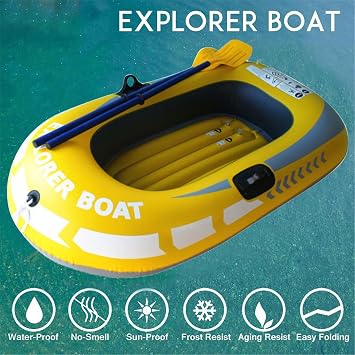 Rowing Inflatable Rafts, 1/2 Person Inflatable Dinghy Boat, Heavy Duty | Fishing Air Kayak with Double Air Doors, PVC Double Thickened Folding Kayak with 2 Paddles/Air Pump/Patch Pack for Adults