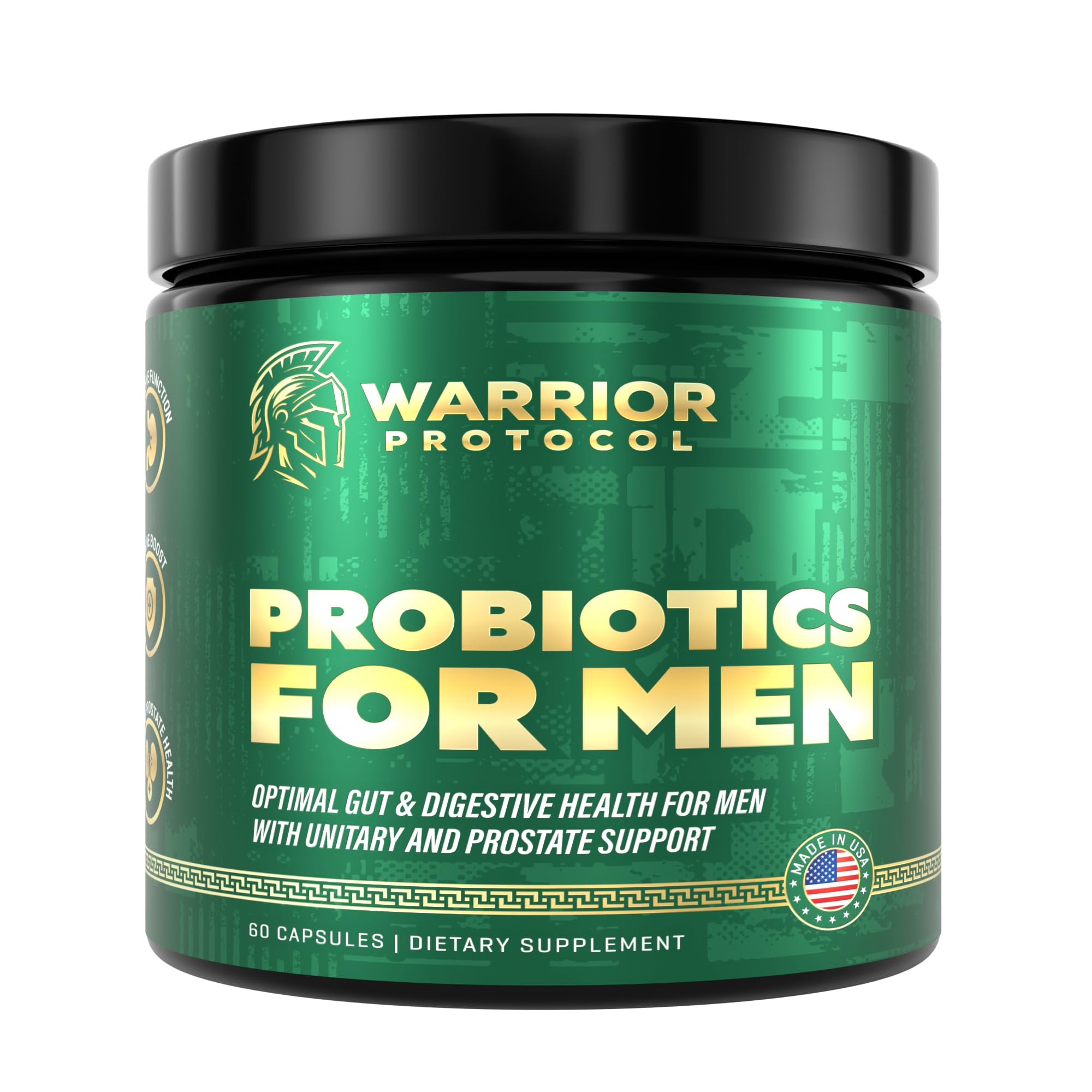 Probiotics for Men with Prebiotics - Men Probiotic Supplement for Digestive Health, Gut Health, Immune Health, Bloating and Prostate Care - Strains Shelf Stable, Gluten & Soy Free 60 capsules.