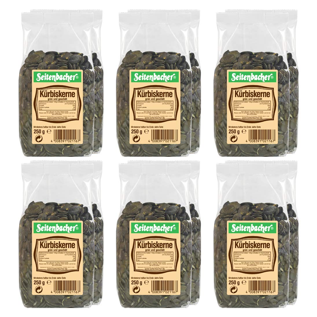 Seitenbacher Kürbiskerne Steiermark, 12er Pack (12x 250 g Packung)