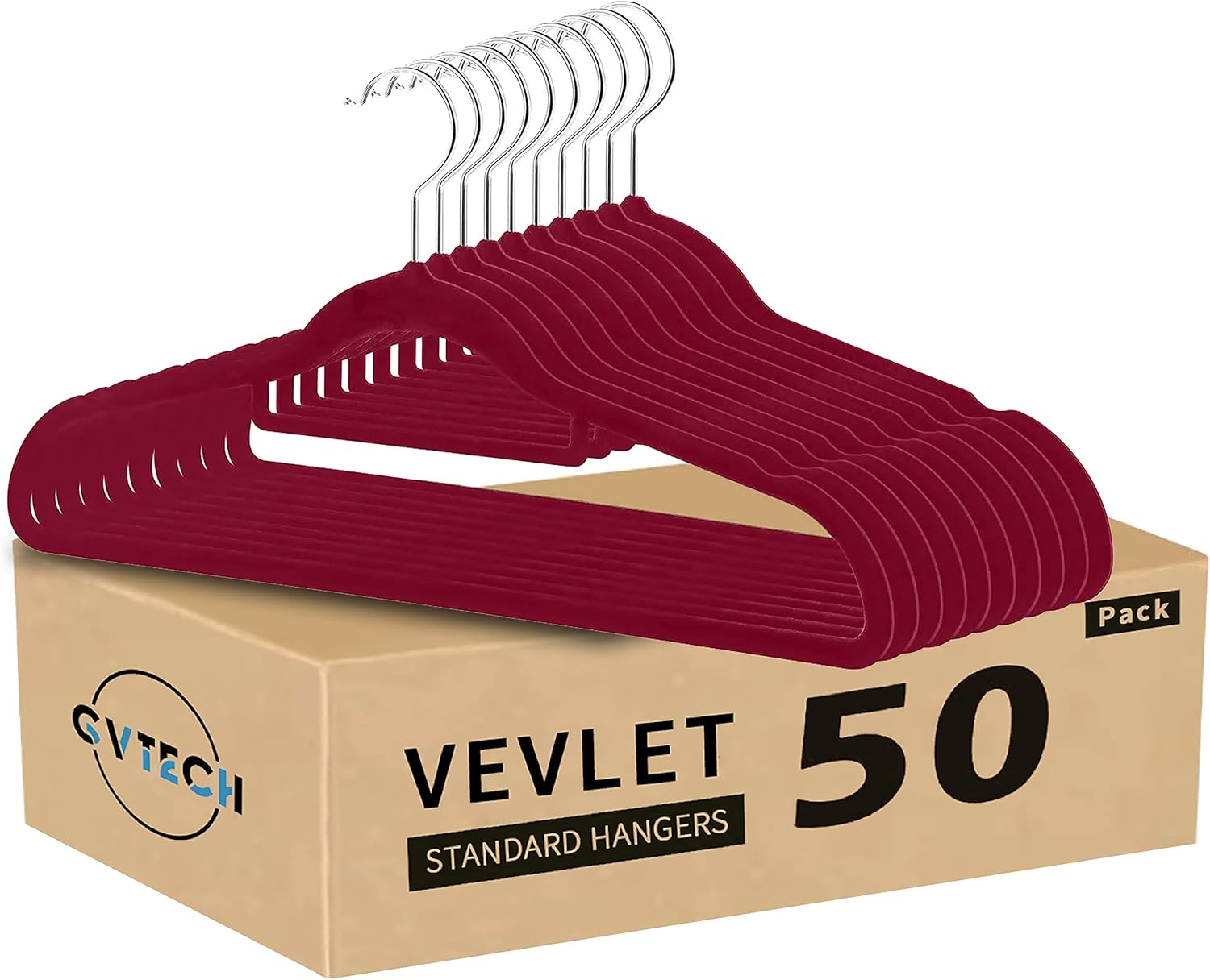 GVTECH Premium Velvet Hangers, [50 Pack] Non Slip and Heavy