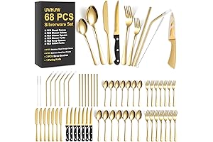 Excellent 68-Piece Gold Silverware Set with Steak Knife