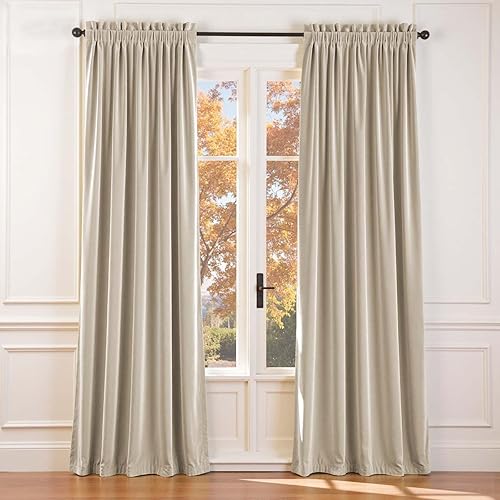 Miniatura 94 de Lazzzy Cortinas Opacas de Terciopelo con Aislamiento Térmico para Ventanas de Habitación, Cortinas de Lujo Súper Suaves para Sala de Estar, Salvia