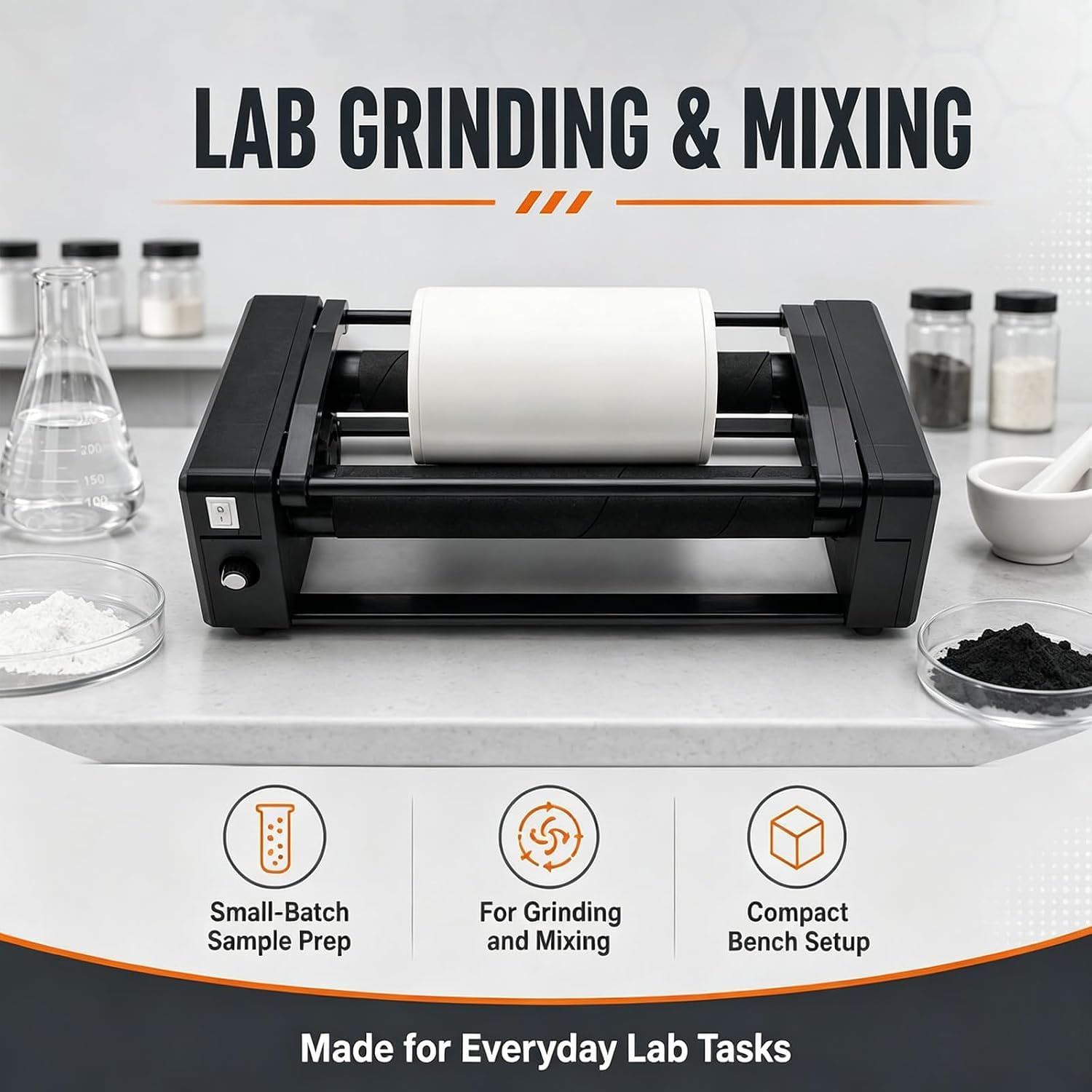 Molino De Bolas De Sobremesa Para Laboratorio, Pulidor Horizontal, Con Recipiente Cerámico De 0,4 L, Capacidad De 30 A 150 Ml, Temporizador Digital Para Un Procesamiento Eficiente De Muestras