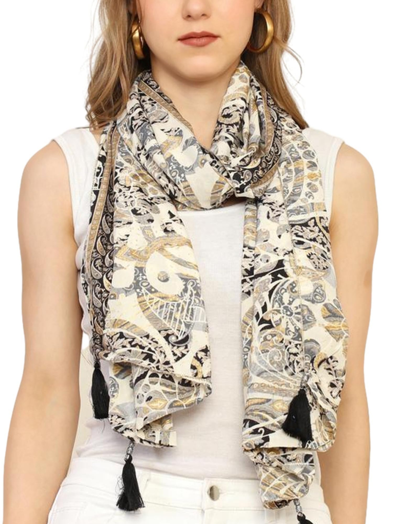 KE KANHA EXPORTS scarf for women stylish | Scarf For Women | face mask | Printed Fancy Tassle Full Face Cover | Head | Hair Face Protection | Sun Protection in summer & Winter | Lightweight