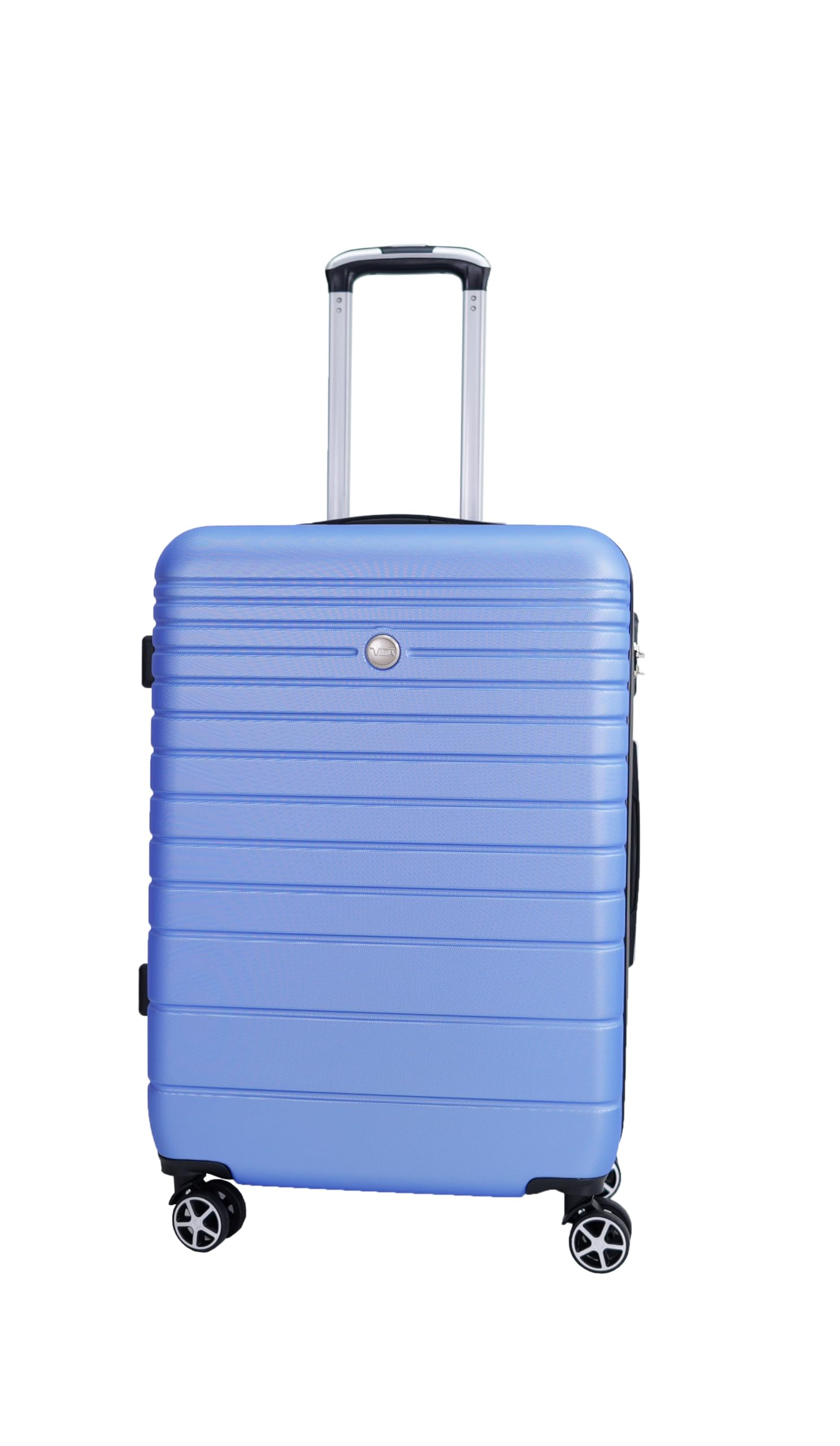 Valise Rigide VR611B roulettes Double Rapport Qualité/Prix (Bleu Argenté (Blue, M-SOUTE-68L-3.1Kg-47x27x67cm)