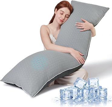 YZ HOME Cooling Body Pillow for Adults,Cold Touch FabricDark Grey,20"x54"