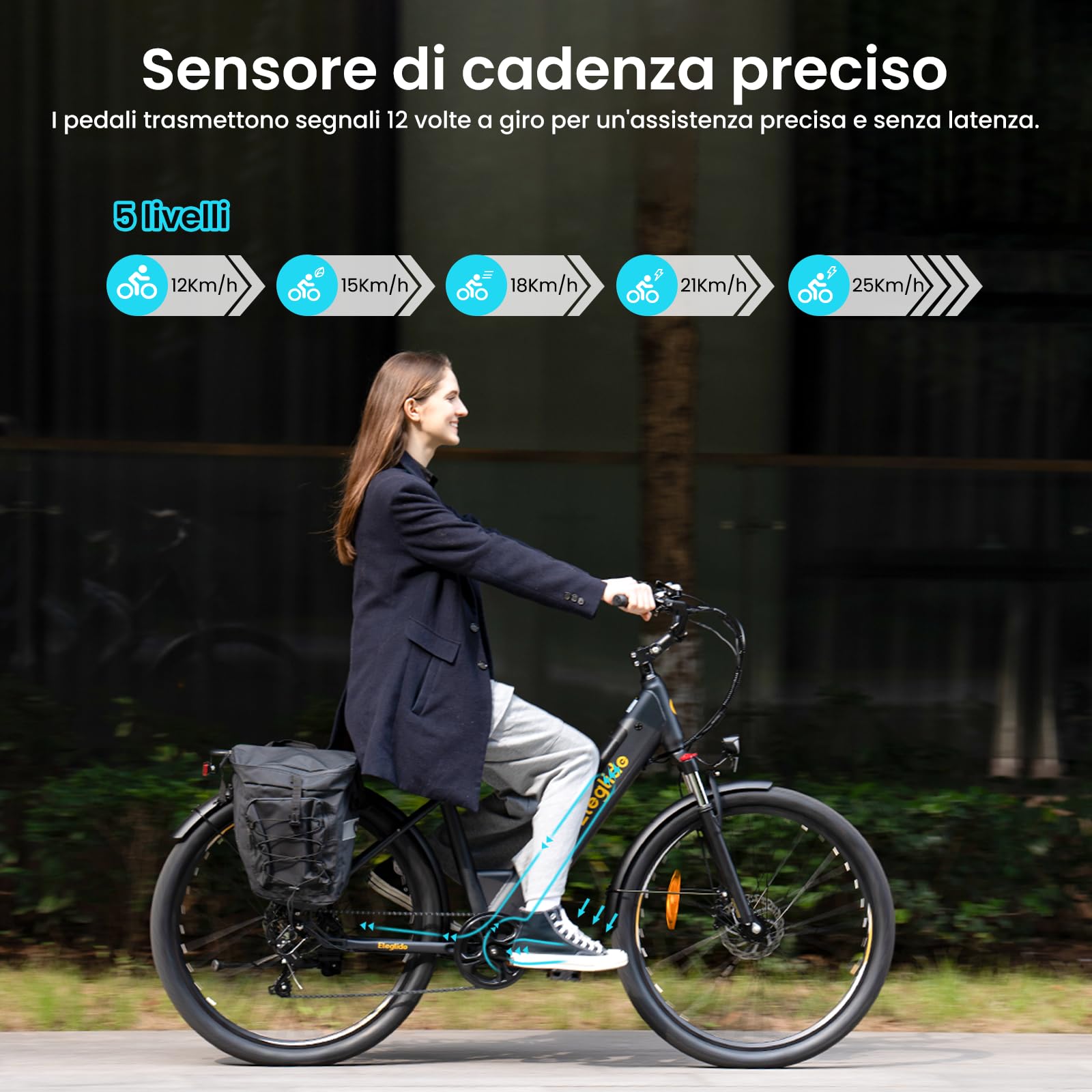 Eleglide Bicicletta elettrica T2 27,5", freni a disco idraulici, batteria da 36 V 13 Ah, autonomia 100 km, cambio a 7 velocità, bici elettrica da città