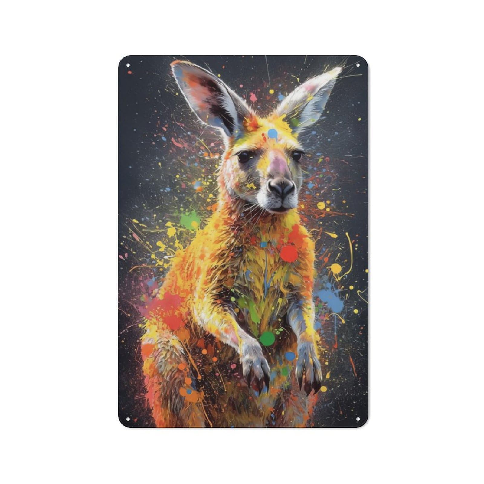 Junmoney Kangaroo Painting Tin Wall Plaque 30X20cm With For Guest Room Or Hallway, For Hallway Wall Decor Fans