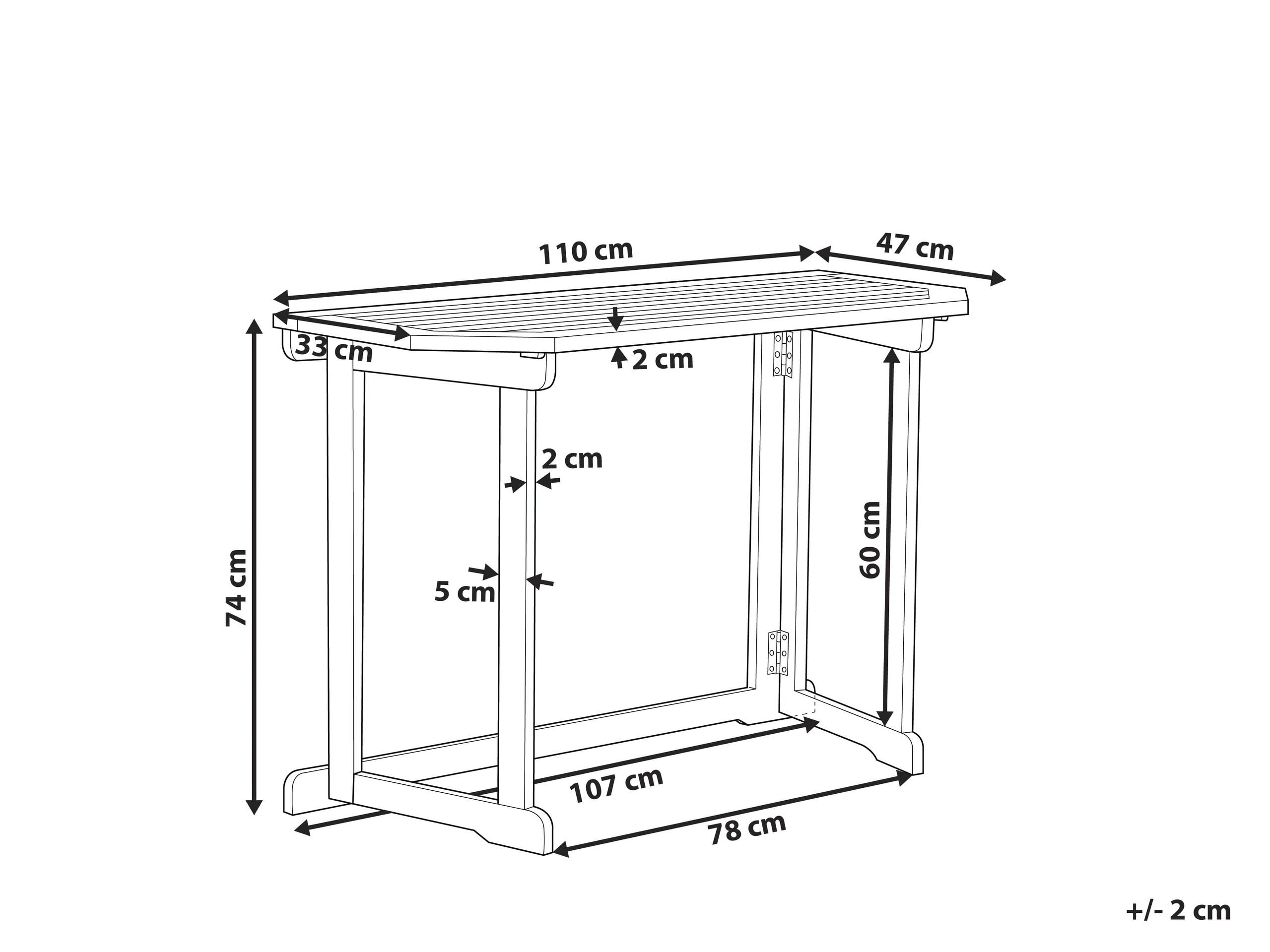 Balkontisch Akazienholz hellbraun 110 x 47 cm klappbar Landhausstil Treia